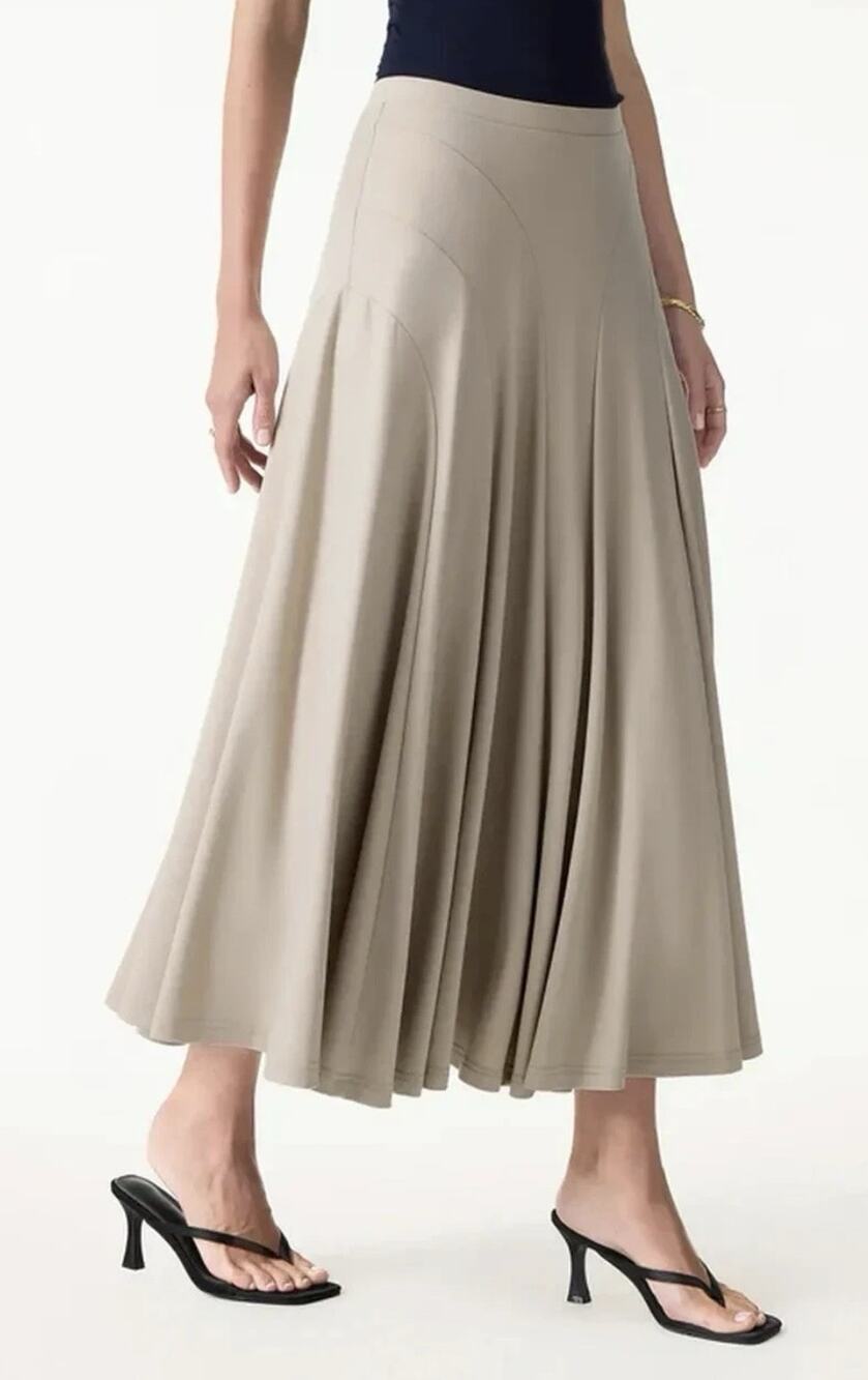 OGL Ponte Flowy Drapey Mid Rise Midi Skirt XL